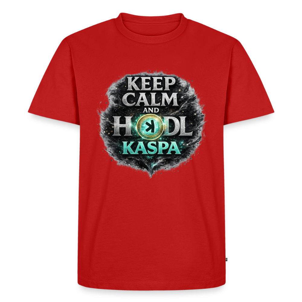 Keep Calm and Hodl Kaspa (Fan-Art) - Herren T-Shirt Premium - Rot