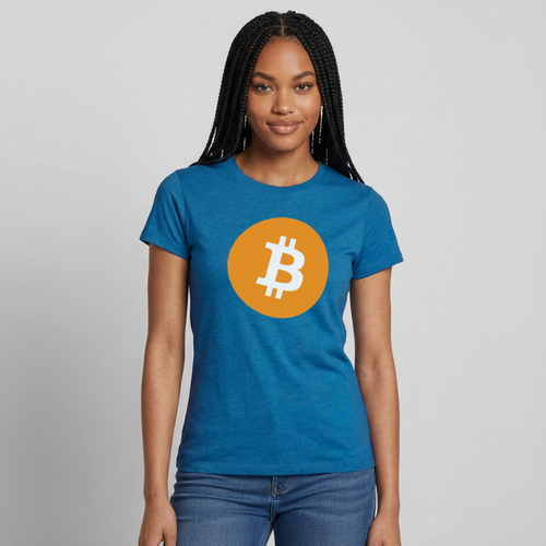 Bitcoin Logo (Original) - Damen T-Shirt - Antikblaues Saphir meliert