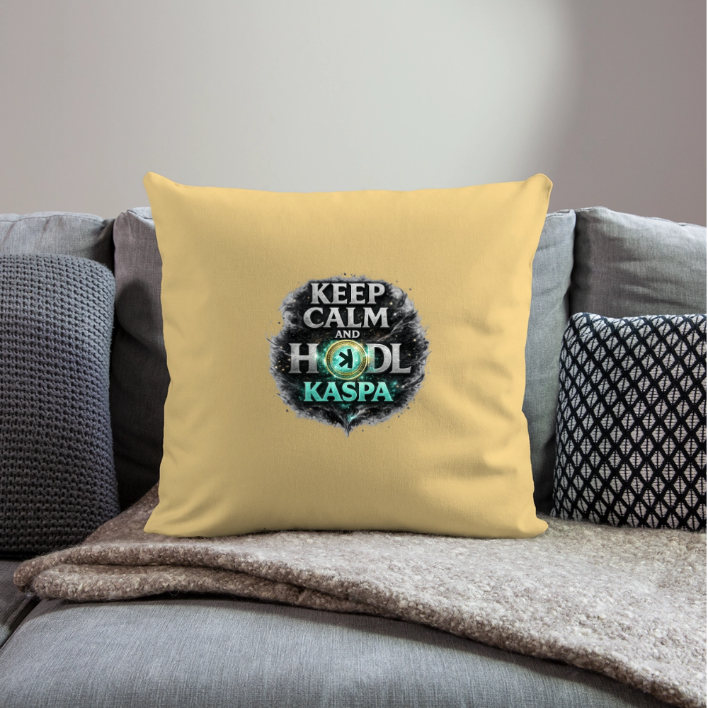 Keep Calm and Hodl Kaspa (Fan-Art) - Polster 44 x 44 cm - Hellgelb