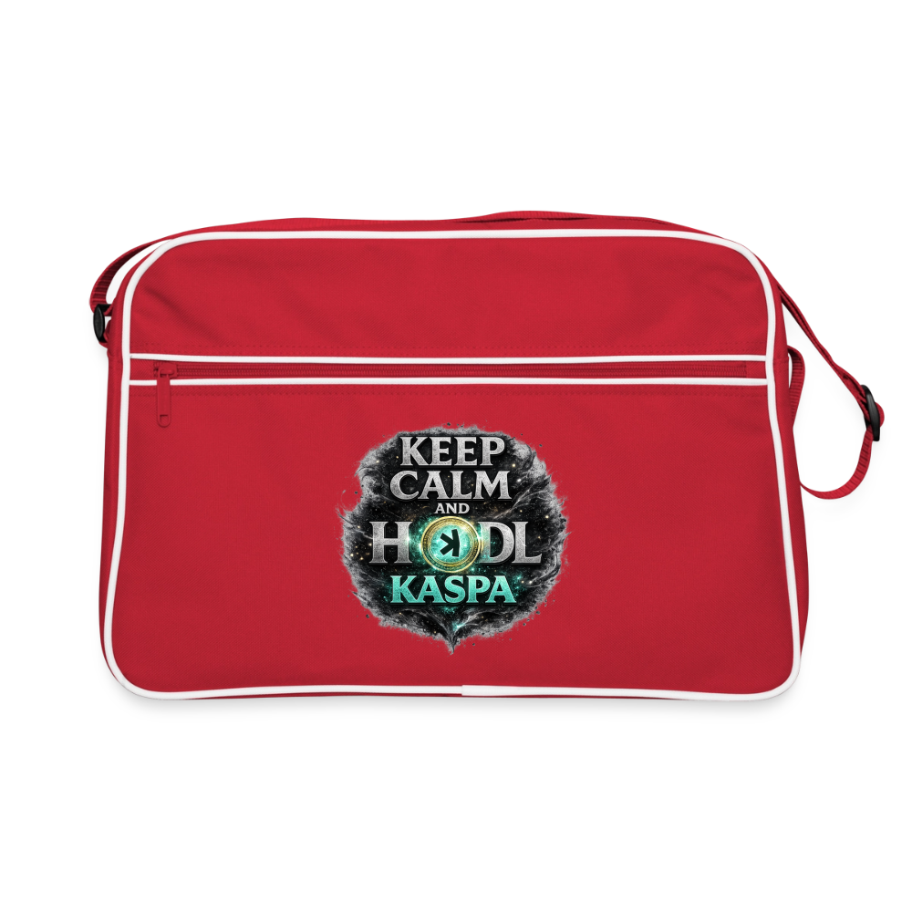 Keep Calm and Hodl Kaspa (Fan-Art) - Retro Tasche - Rot/Weiß