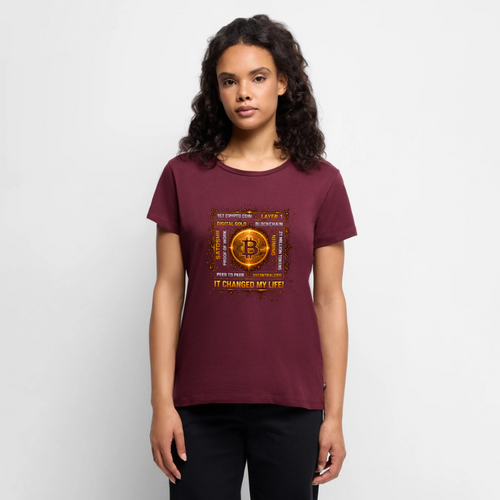 Bitcoin Changed Life (Fan-Art) - Damen T-Shirt Premium - Burgunderrot