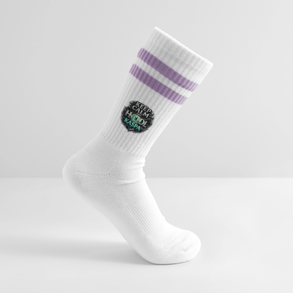 Keep Calm and Hodl Kaspa (Fan-Art) - Tennissocken Premium - Weiß/Flieder 