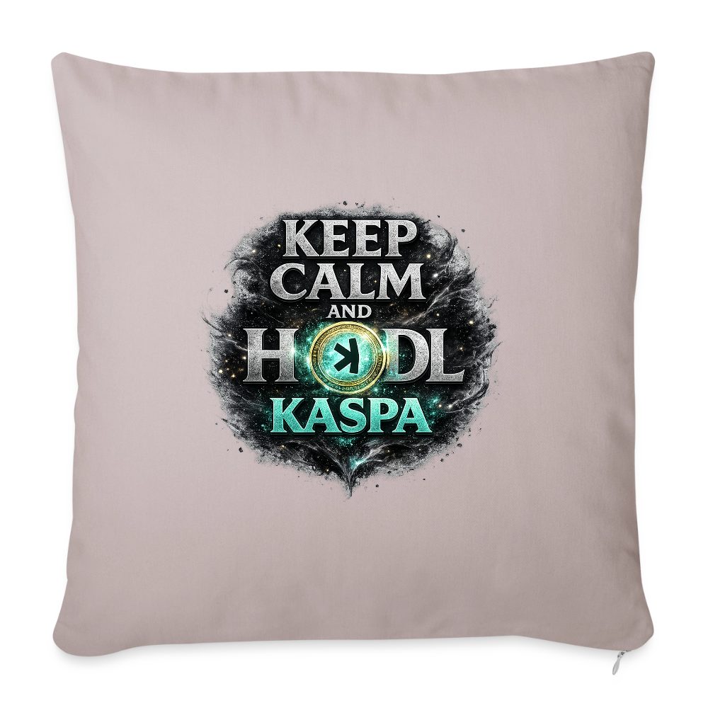 Keep Calm and Hodl Kaspa (Fan-Art) - Polster 44 x 44 cm - helles Taupe