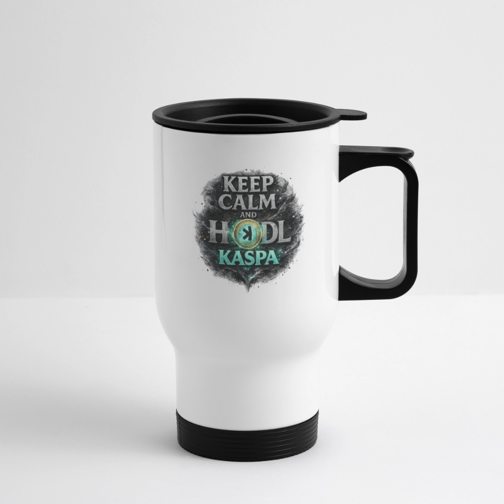 Keep Calm and Hodl Kaspa (Fan-Art) - Thermobecher - Weiß