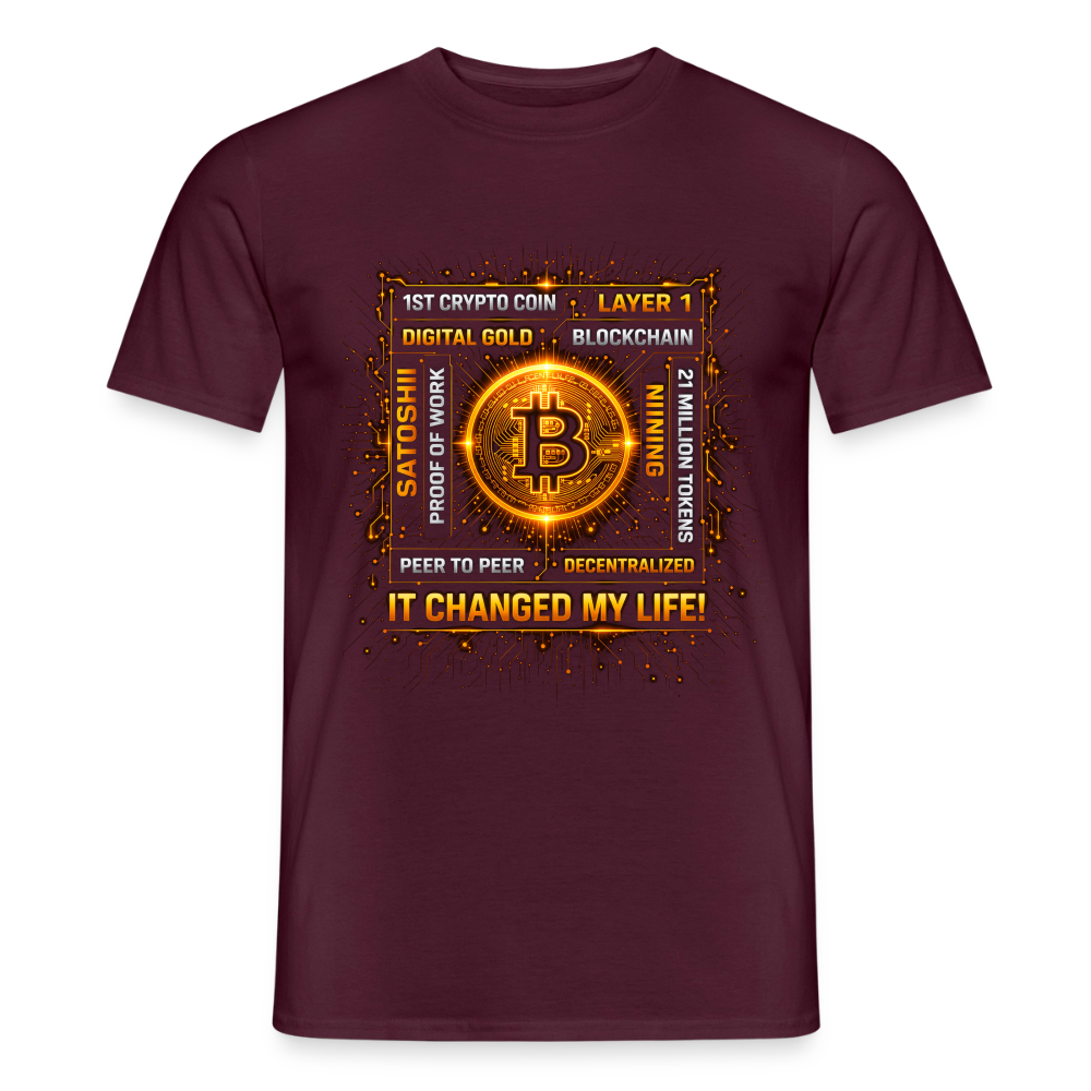 Bitcoin Changed Life (Fan-Art) - Herren T-Shirt - Ziegelrot