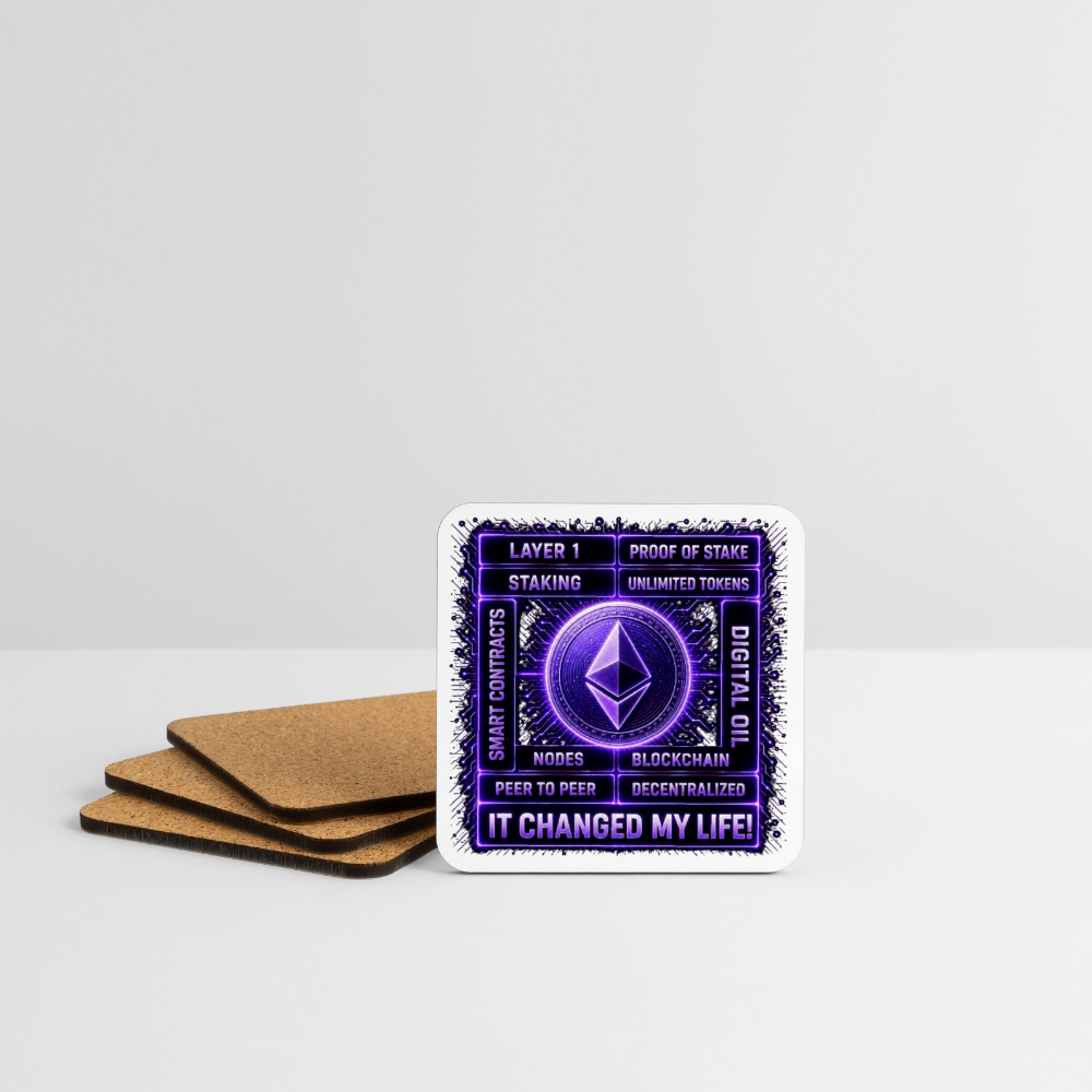 Ethereum Changed Life (Fan-Art) - Untersetzer (4er-Set) - Weiß