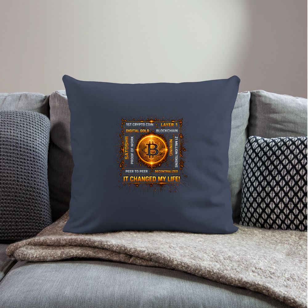 Bitcoin Changed Life (Fan-Art) - Polster 44 x 44 cm - Navy