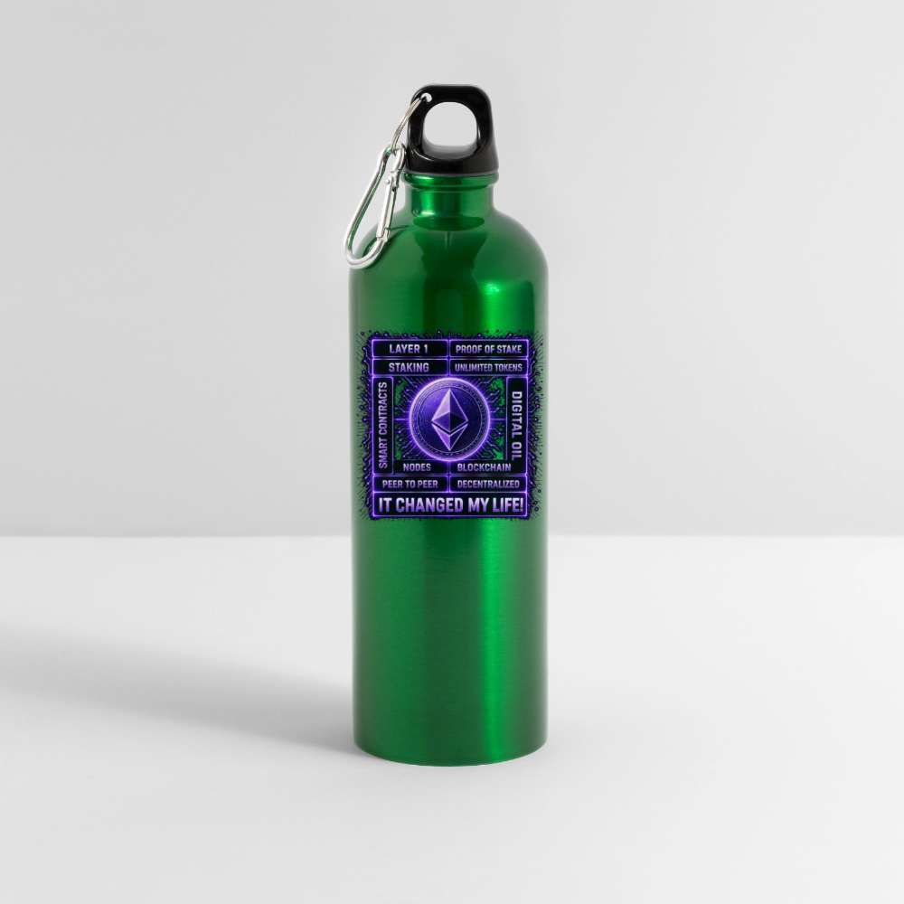 Ethereum Changed Life (Fan-Art) - Trinkflasche mit Karabiner 750 ml - Kelly Green