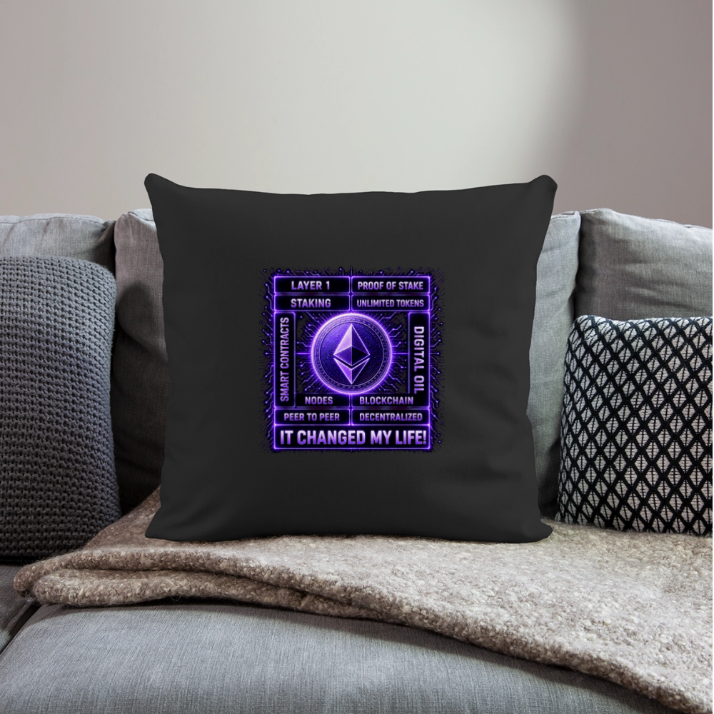 Ethereum Changed Life (Fan-Art) - Polster 44 x 44 cm - Schwarz