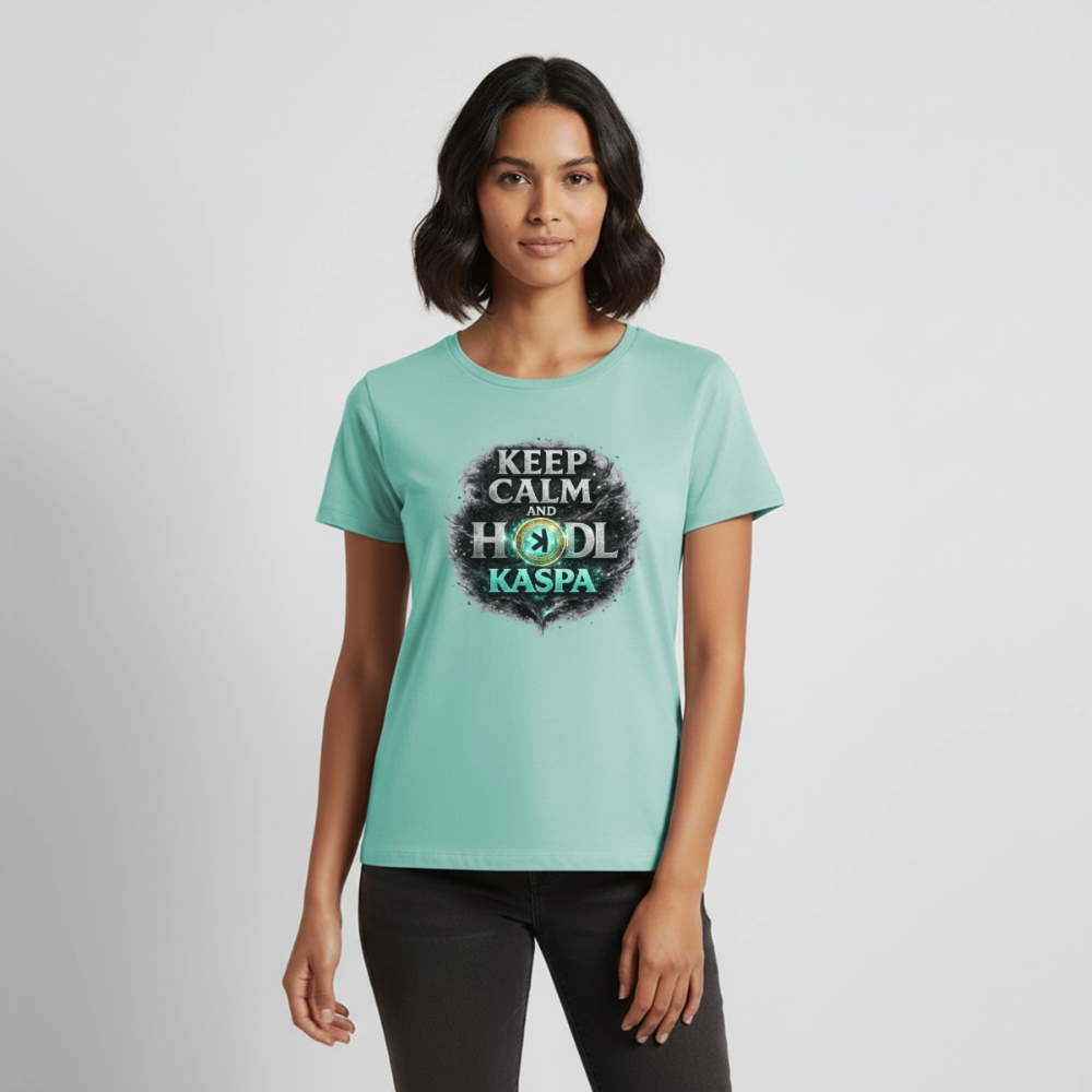 Keep Calm and Hodl Kaspa (Fan-Art) - Damen T-Shirt Premium - Mint 