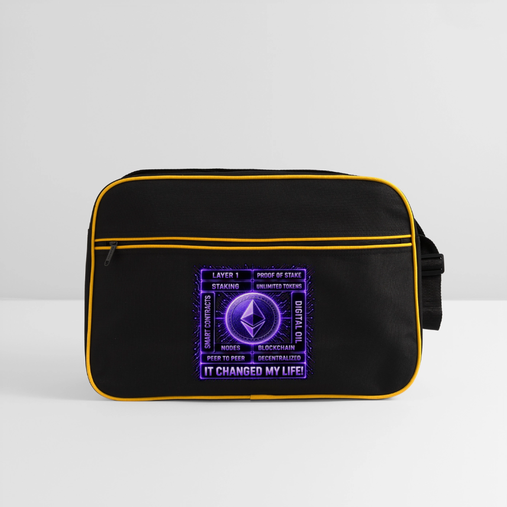 Ethereum Changed Life (Fan-Art) - Retro Tasche - Schwarz/Gold