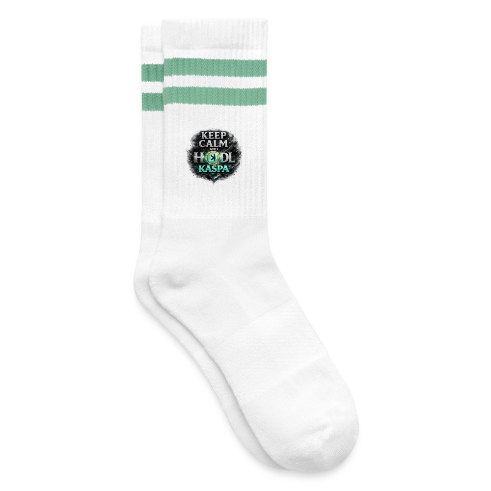 Keep Calm and Hodl Kaspa (Fan-Art) - Tennissocken Premium - Weiß/Mint