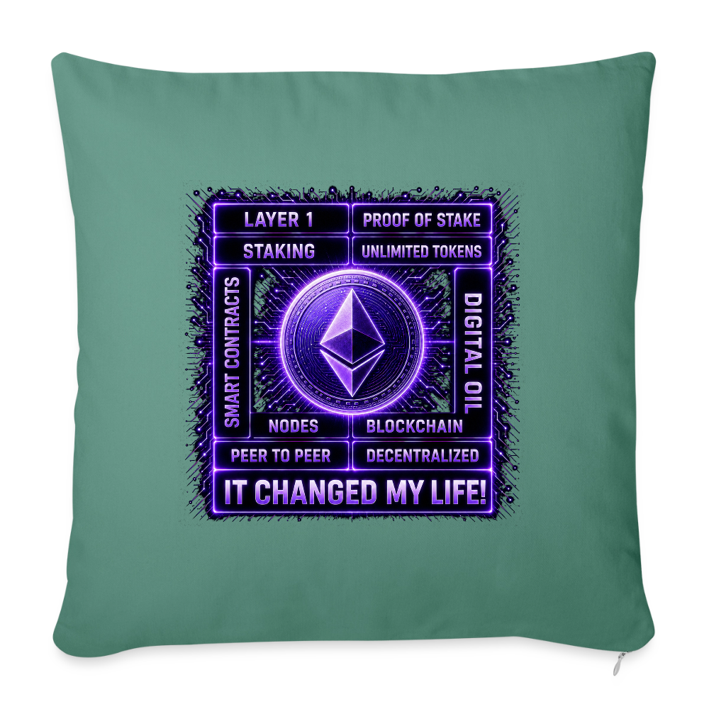 Ethereum Changed Life (Fan-Art) - Polster 44 x 44 cm - Tanngrün