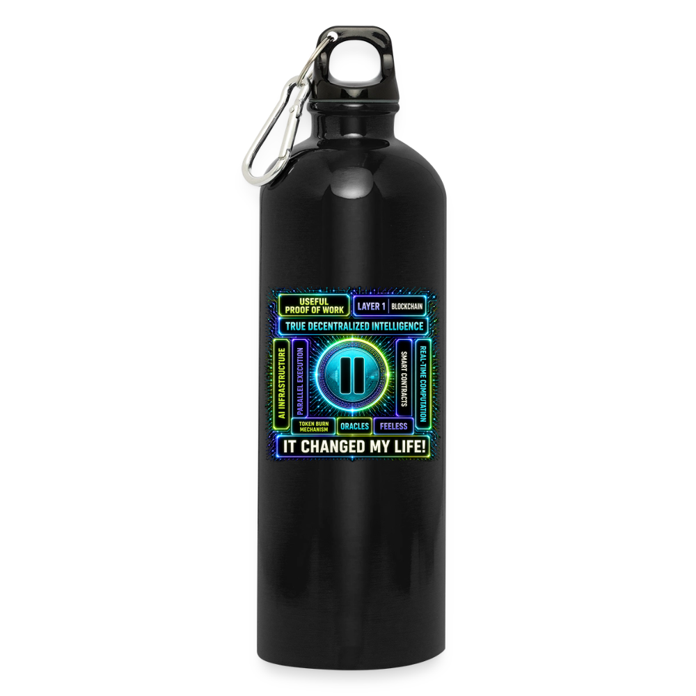 Qubic Changed Life (Fan-Art) - Trinkflasche mit Karabiner 750 ml - Schwarz