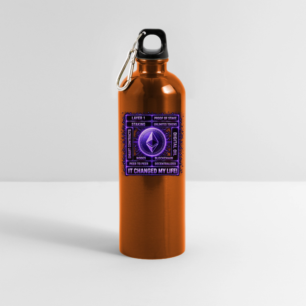 Ethereum Changed Life (Fan-Art) - Trinkflasche mit Karabiner 750 ml - Orange