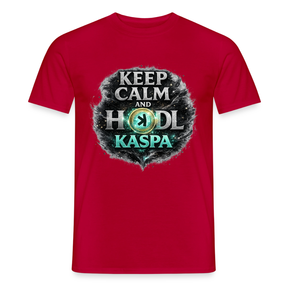 Keep Calm and Hodl Kaspa (Fan-Art) - Herren T-Shirt - Rot
