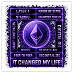 Ethereum Changed Life (Fan-Art) - Sticker 10 x 10 cm - Mattweiß