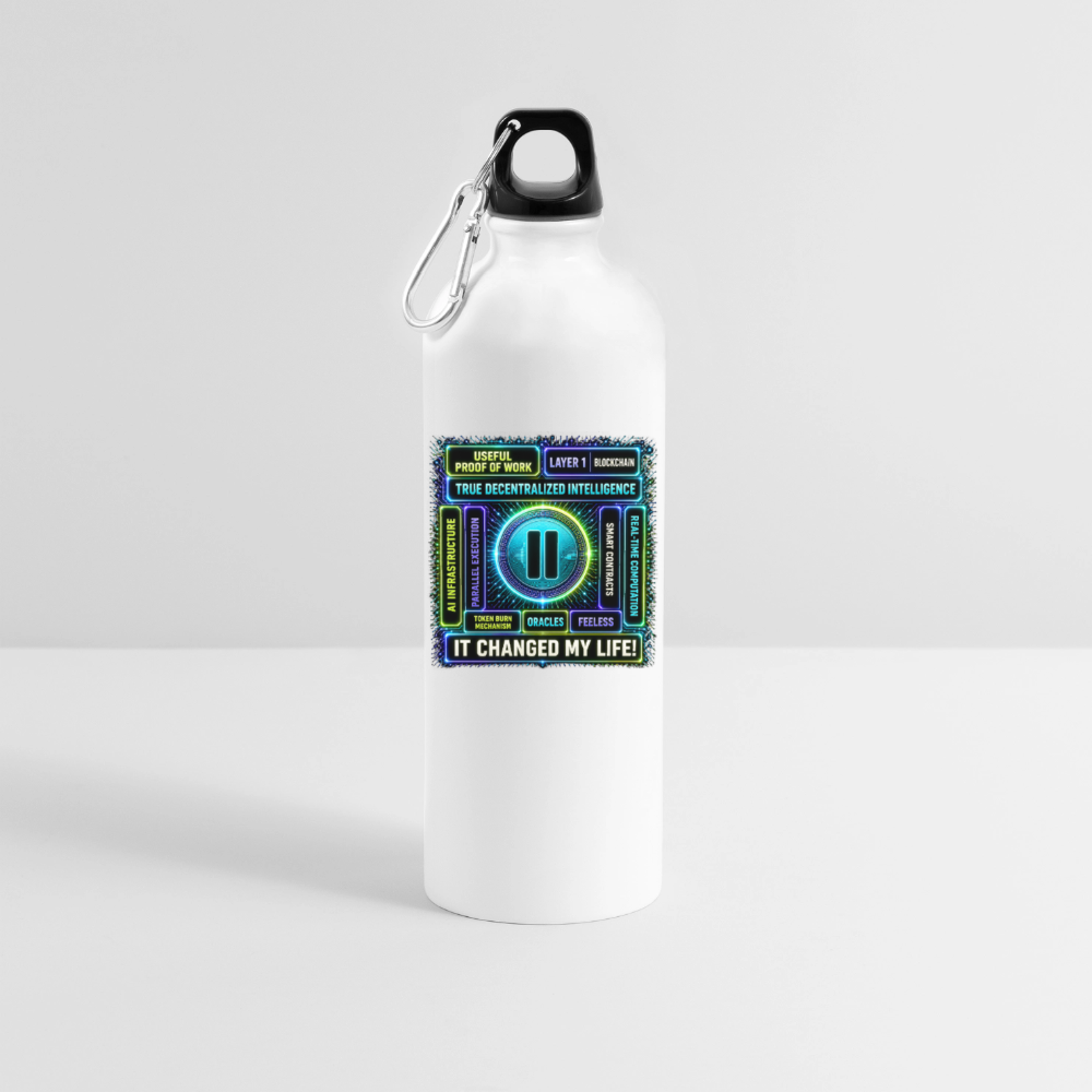 Qubic Changed Life (Fan-Art) - Trinkflasche mit Karabiner 750 ml - Weiß