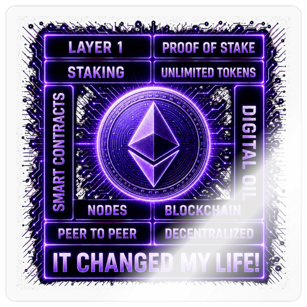 Ethereum Changed Life (Fan-Art) - Sticker 10 x 10 cm - Transparent glänzend