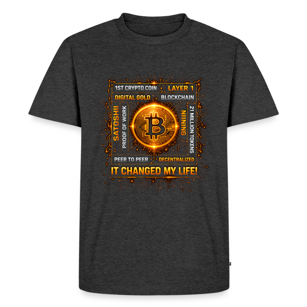 Bitcoin Changed Life (Fan-Art) - Herren T-Shirt Premium - Anthrazit meliert