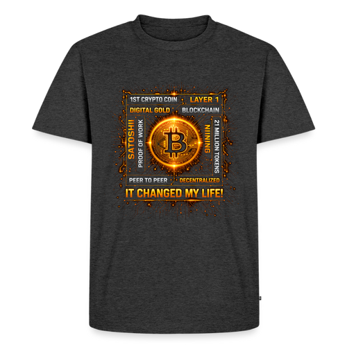 Bitcoin Changed Life (Fan-Art) - Herren T-Shirt Premium - Anthrazit meliert
