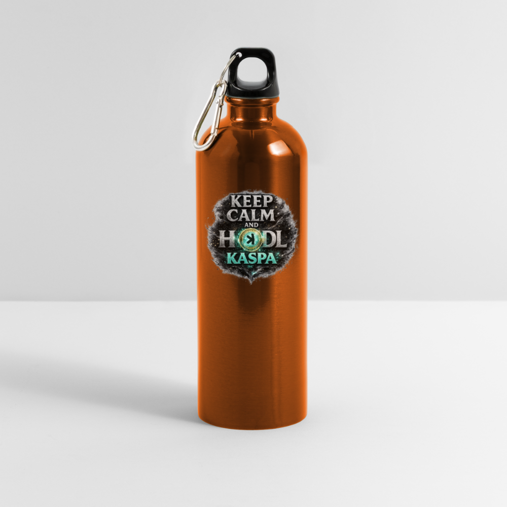 Keep Calm and Hodl Kaspa (Fan-Art) - Trinkflasche mit Karabiner 750 ml - Orange