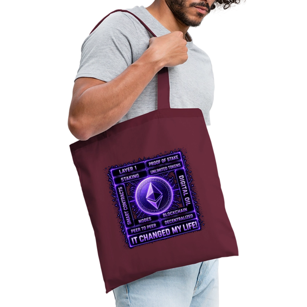 Ethereum Changed Life (Fan-Art) - Stofftasche - Burgunderrot