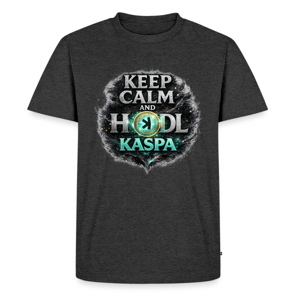 Keep Calm and Hodl Kaspa (Fan-Art) - Herren T-Shirt Premium - Anthrazit meliert