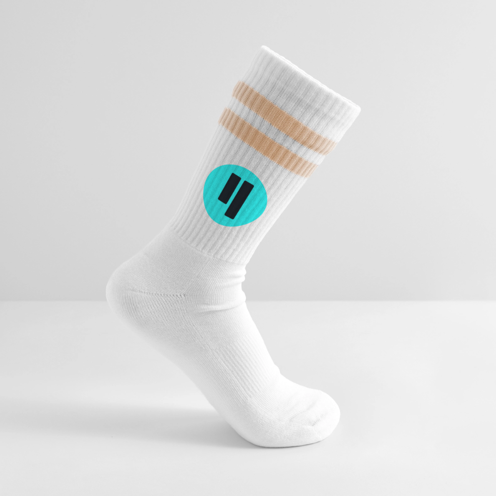 Qubic Logo (Original) - Tennissocken Premium - Weiß/Pfirsich