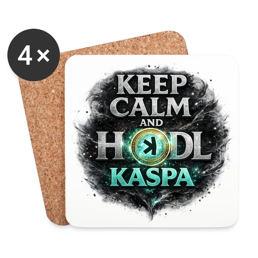 Keep Calm and Hodl Kaspa (Fan-Art) - Untersetzer (4er-Set) - Weiß