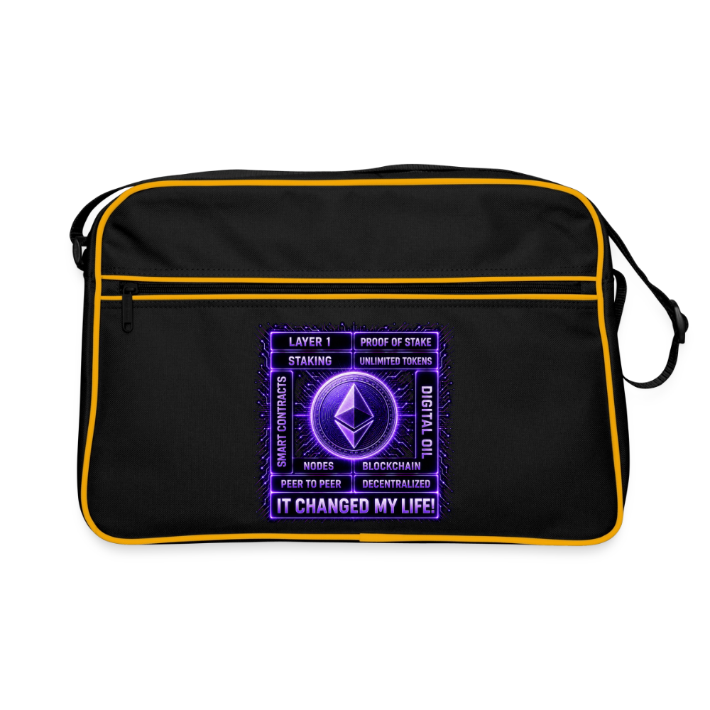 Ethereum Changed Life (Fan-Art) - Retro Tasche - Schwarz/Gold