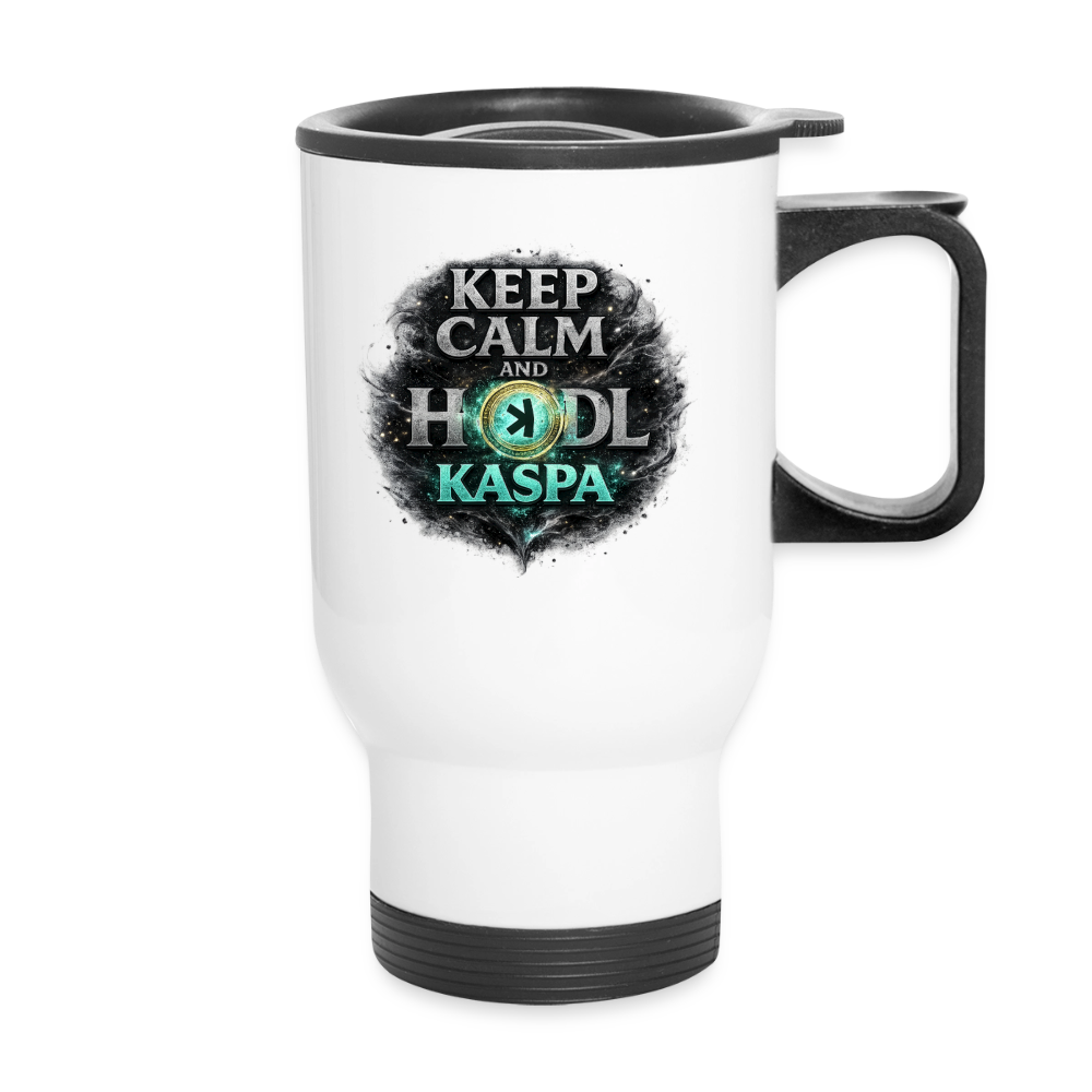 Keep Calm and Hodl Kaspa (Fan-Art) - Thermobecher - Weiß