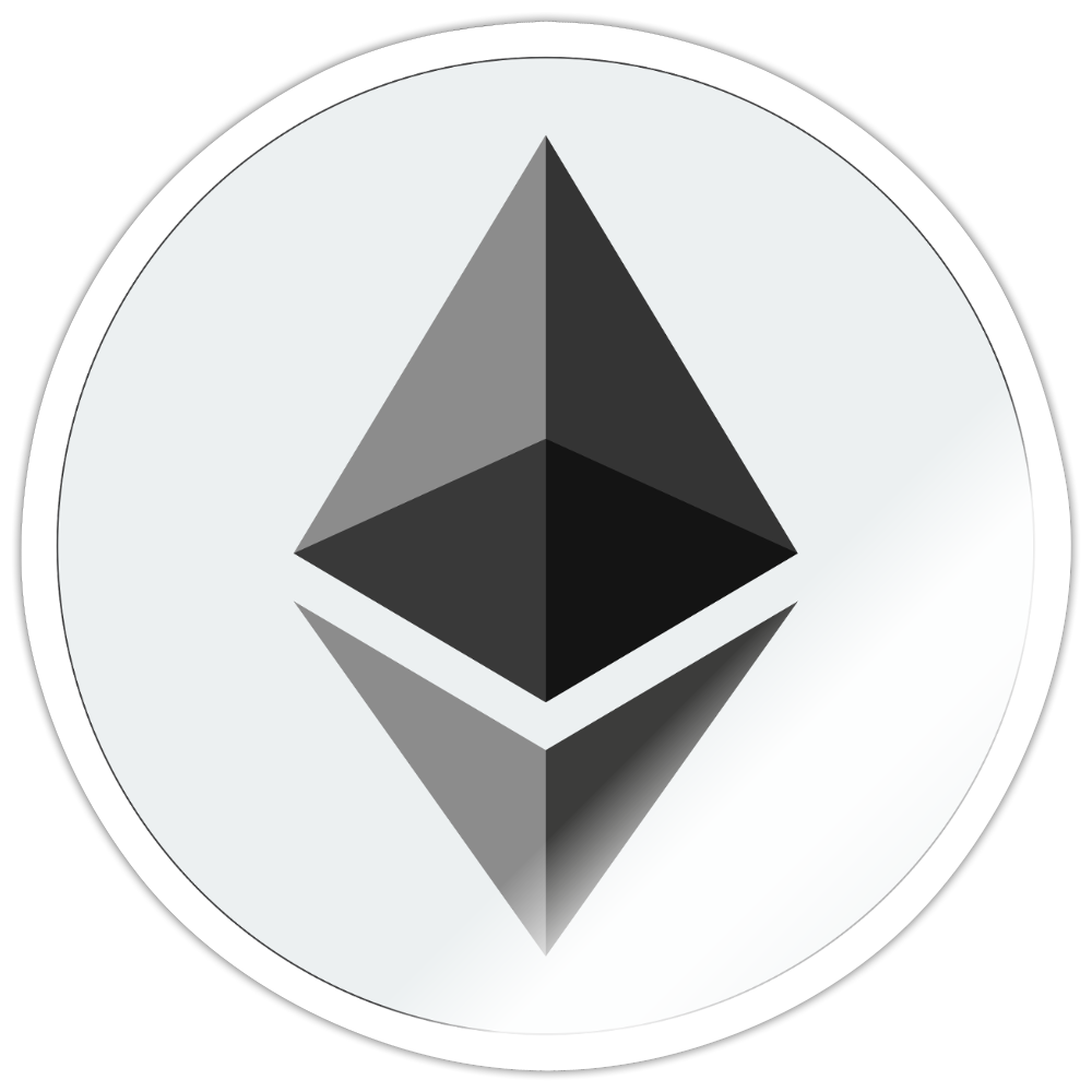 Ethereum Logo (Original) - Sticker 10 x 10 cm - Weiß glänzend