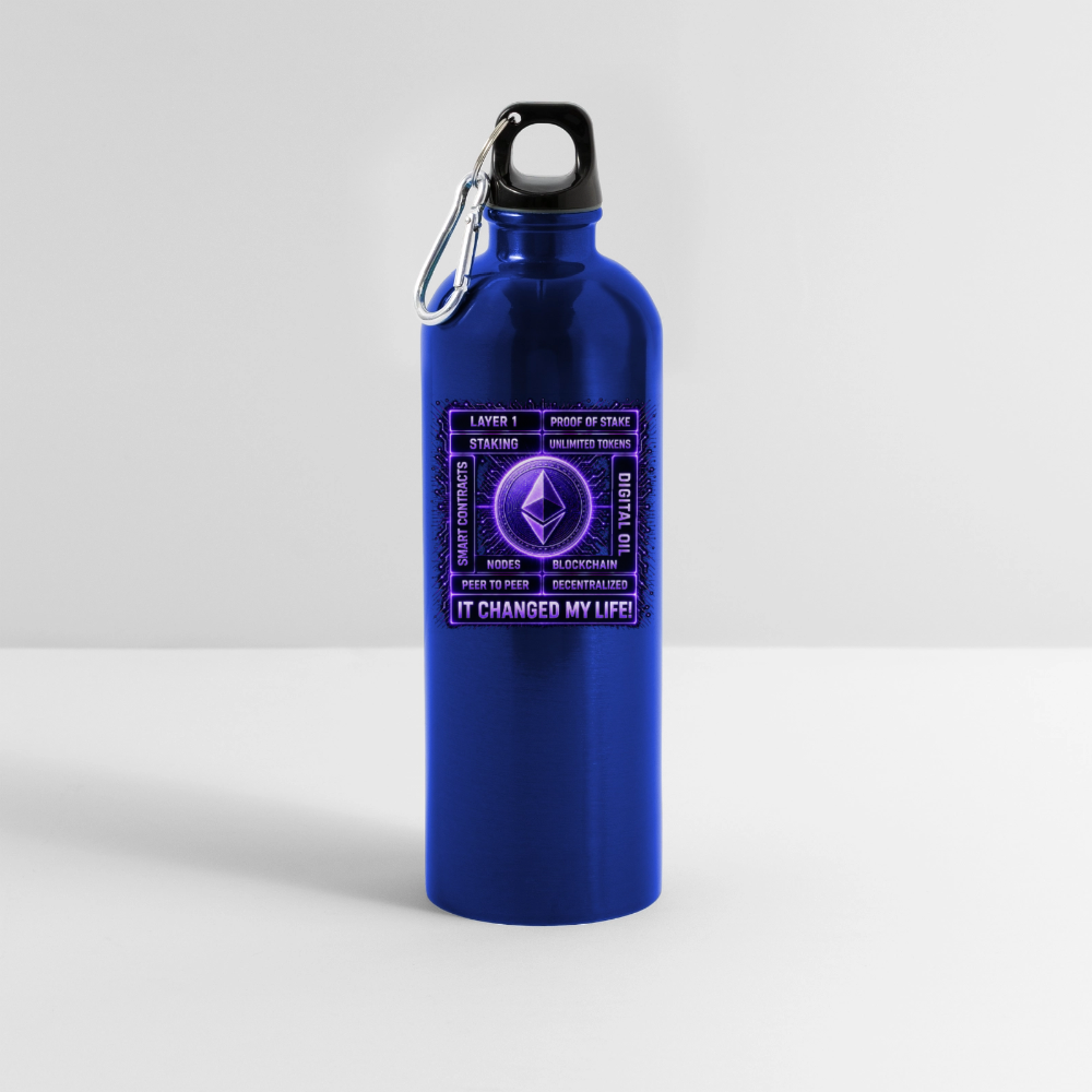 Ethereum Changed Life (Fan-Art) - Trinkflasche mit Karabiner 750 ml - Königsblau