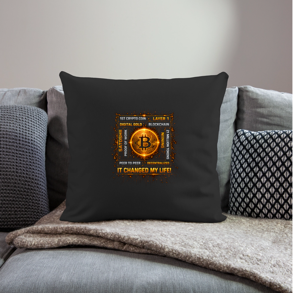 Bitcoin Changed Life (Fan-Art) - Polster 44 x 44 cm - Schwarz