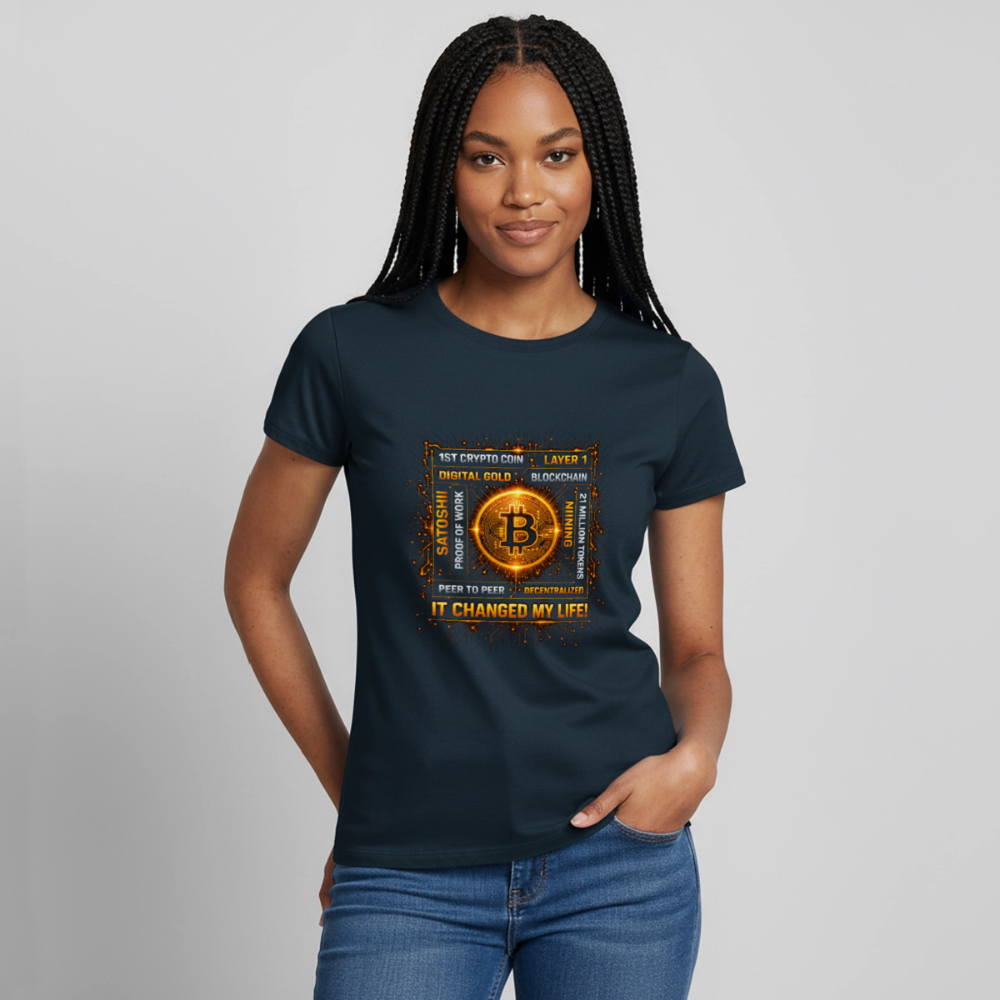 Bitcoin Changed Life (Fan-Art) - Damen T-Shirt - Navy