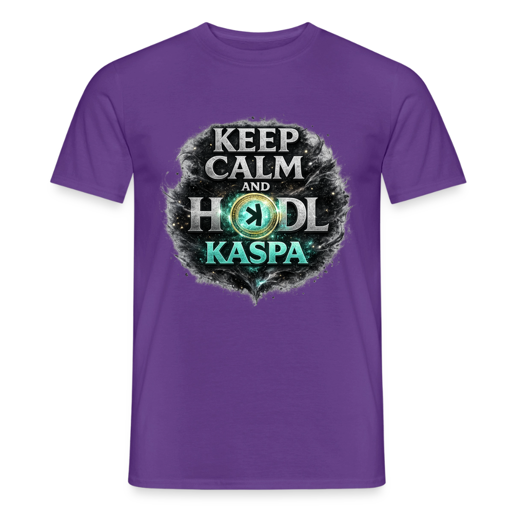 Keep Calm and Hodl Kaspa (Fan-Art) - Herren T-Shirt - Lila