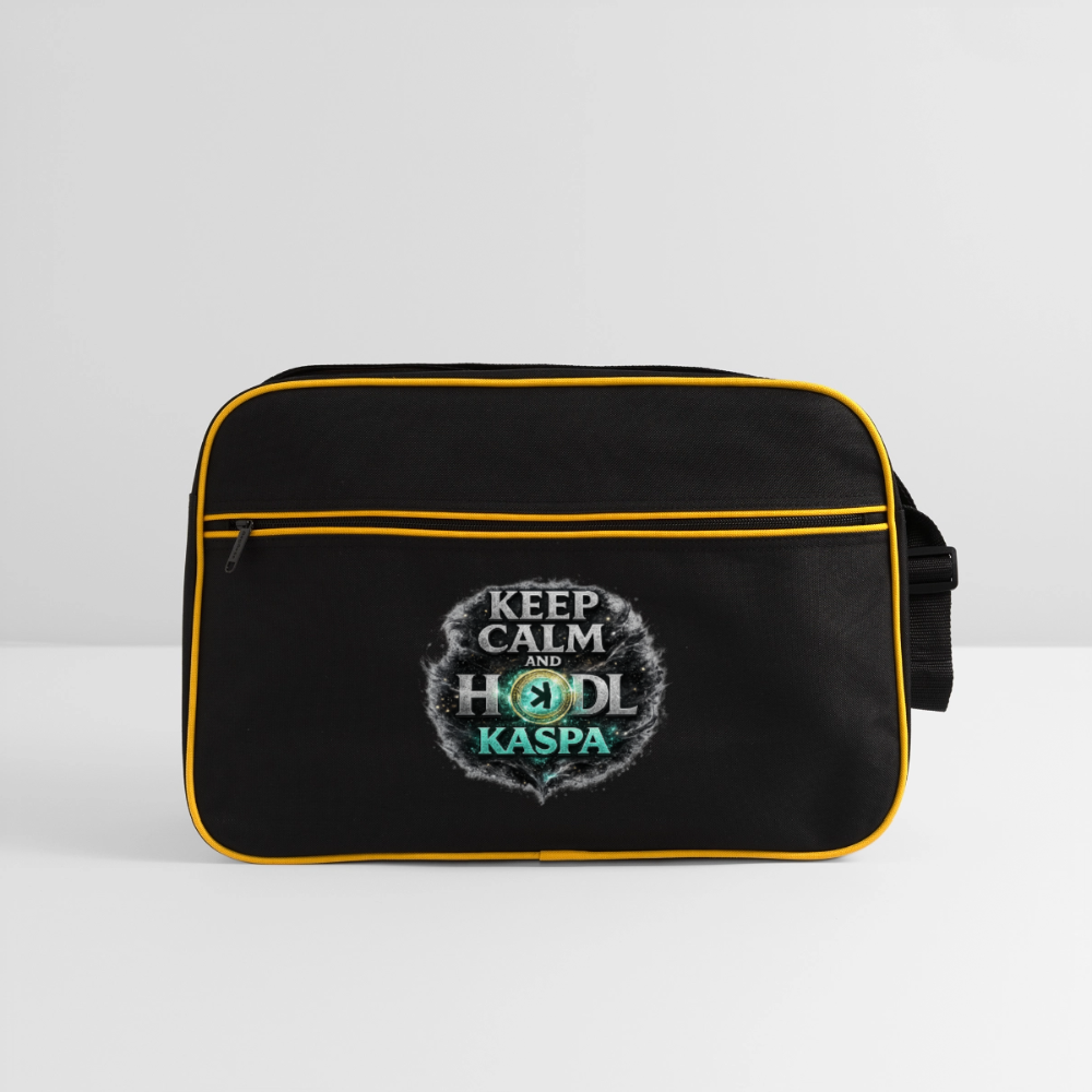 Keep Calm and Hodl Kaspa (Fan-Art) - Retro Tasche - Schwarz/Gold