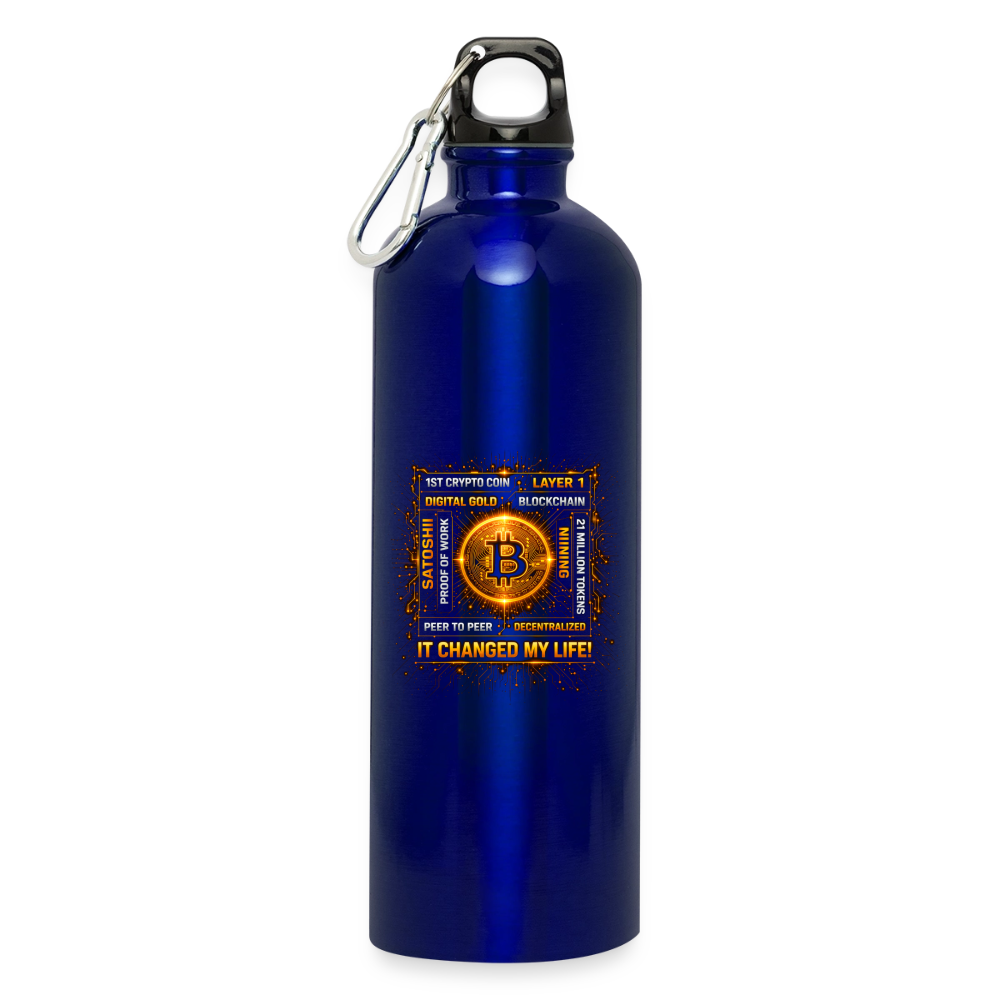 Bitcoin Changed Life (Fan-Art) - Trinkflasche mit Karabiner 750 ml - Königsblau