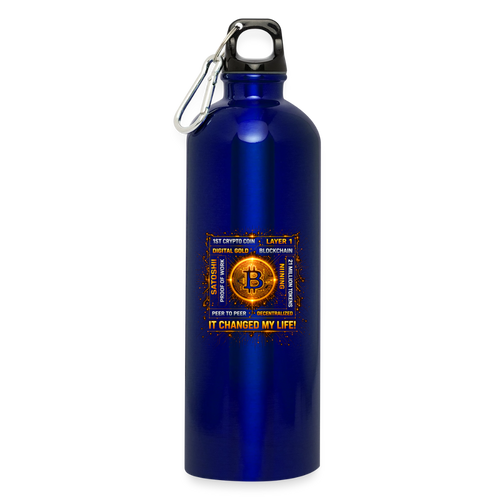 Bitcoin Changed Life (Fan-Art) - Trinkflasche mit Karabiner 750 ml - Königsblau