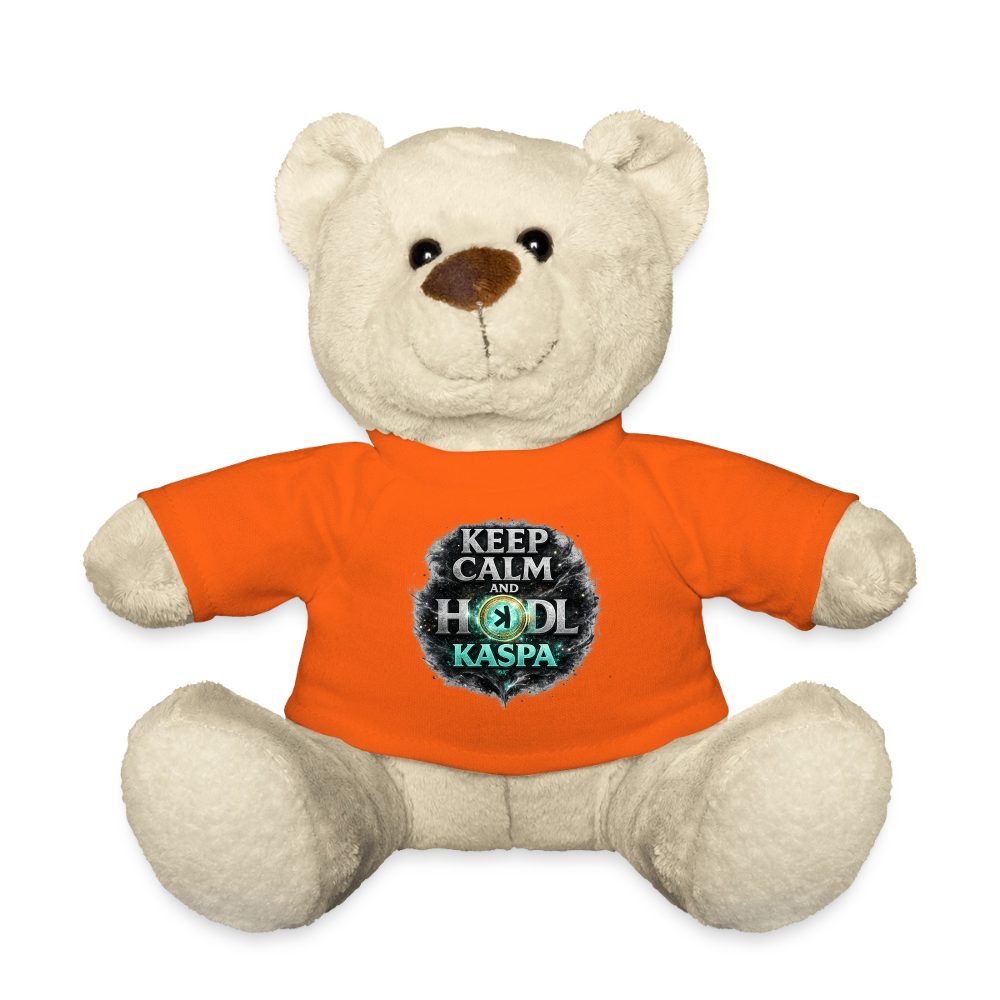 Keep Calm and Hodl Kaspa (Fan-Art) - Teddybär - Goldorange