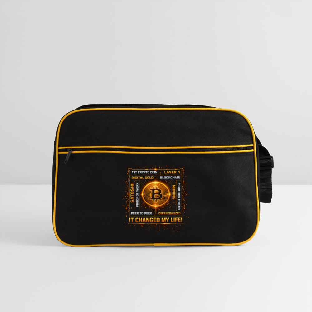 Bitcoin Changed Life (Fan-Art) - Retro Tasche - Schwarz/Gold