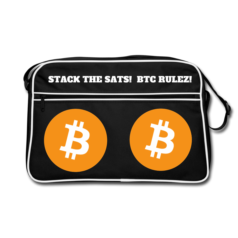 Bitcoin Rulez (Original) - Retro Tasche - Schwarz/Weiß