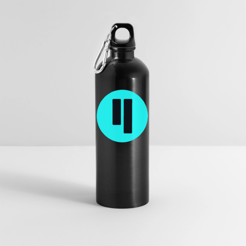 Qubic Logo (Original) - Trinkflasche mit Karabiner 750 ml - Schwarz