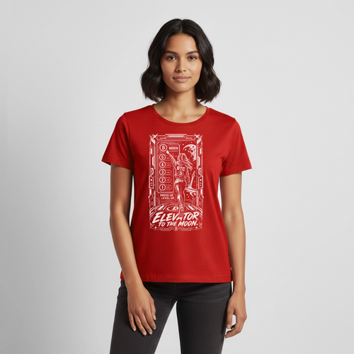 Bitcoin Elevator to the Moon (Fan-Art) - Damen T-Shirt Premium - Rot
