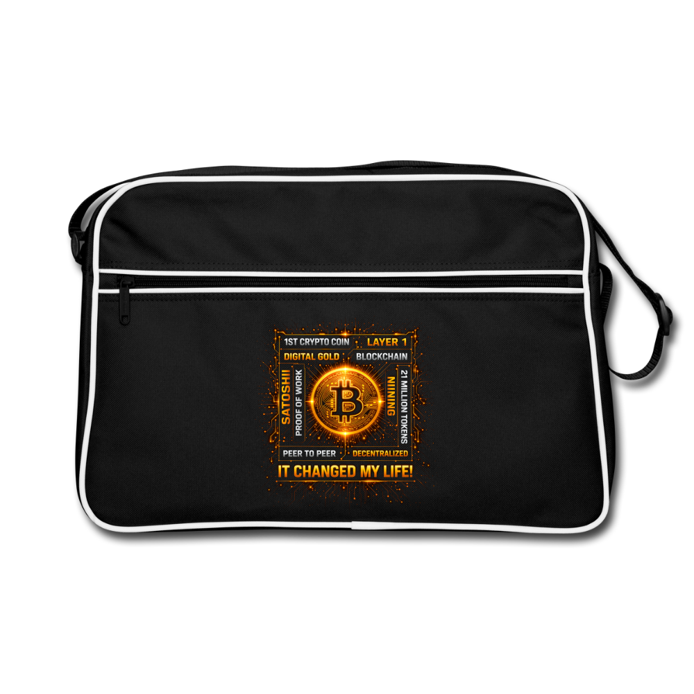 Bitcoin Changed Life (Fan-Art) - Retro Tasche - Schwarz/Weiß