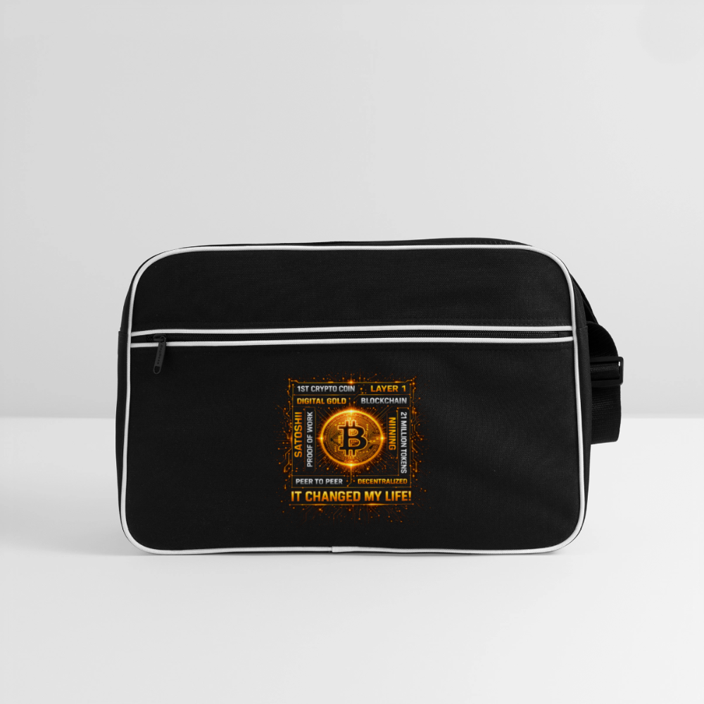 Bitcoin Changed Life (Fan-Art) - Retro Tasche - Schwarz/Weiß