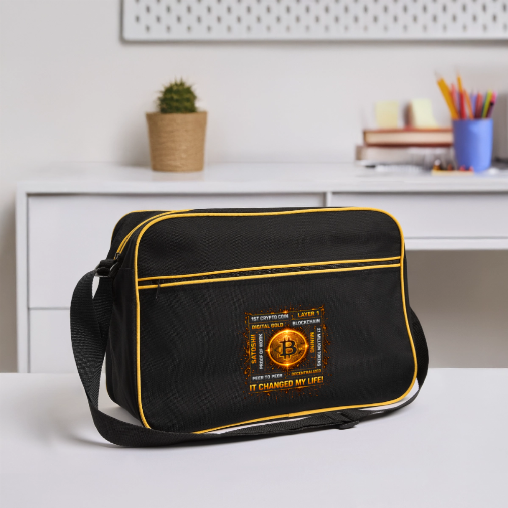 Bitcoin Changed Life (Fan-Art) - Retro Tasche - Schwarz/Gold