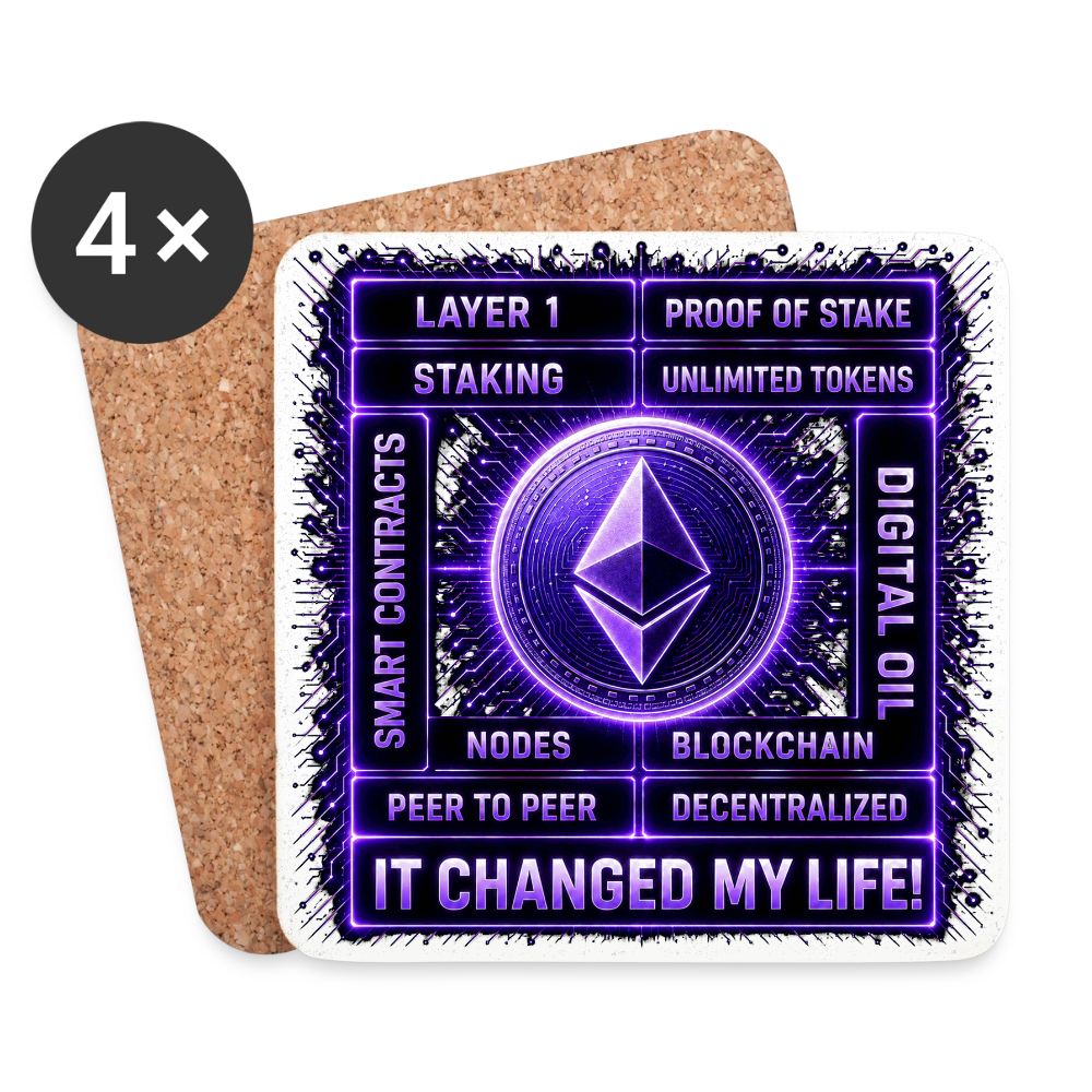 Ethereum Changed Life (Fan-Art) - Untersetzer (4er-Set) - Weiß