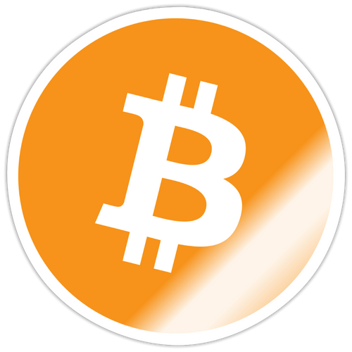 Bitcoin Logo (Original) - Sticker 10 x 10 cm - Weiß glänzend